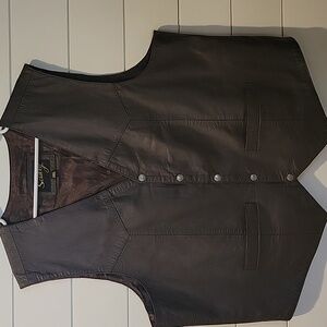 SKULLY LEATHER VEST  2XL  BROWN